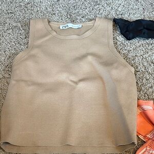 Zara Tan Sleeveless Women's crop top large